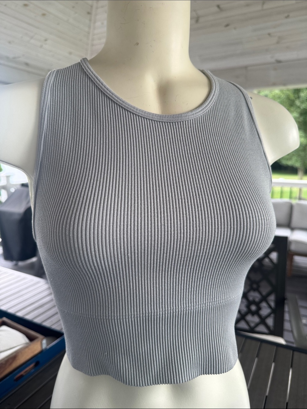 Gilly Hicks Ribbed Crop Tank Top - Light Blue size Small